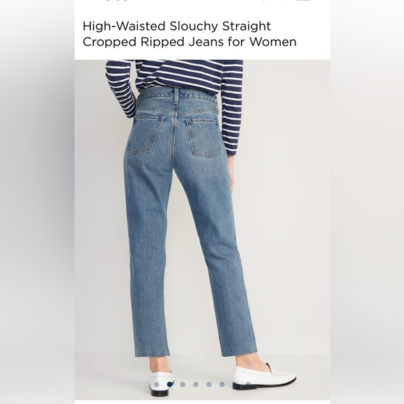 Old Navy High Rise Cropped Ripped Slouchy Straight Jeans size 4 EUC - Picture 13 of 13